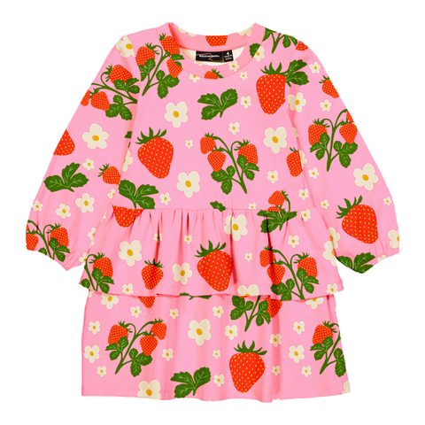 Rock Your Baby STRAWBERRY LONG SLEEVE FRILL DRESS