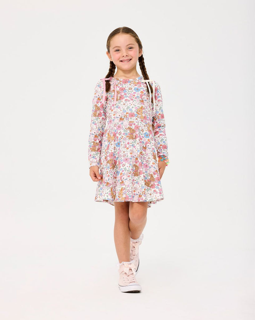 Rock Your Baby DITSY BUNNY LONG SLEEVE WAISTED DRESS