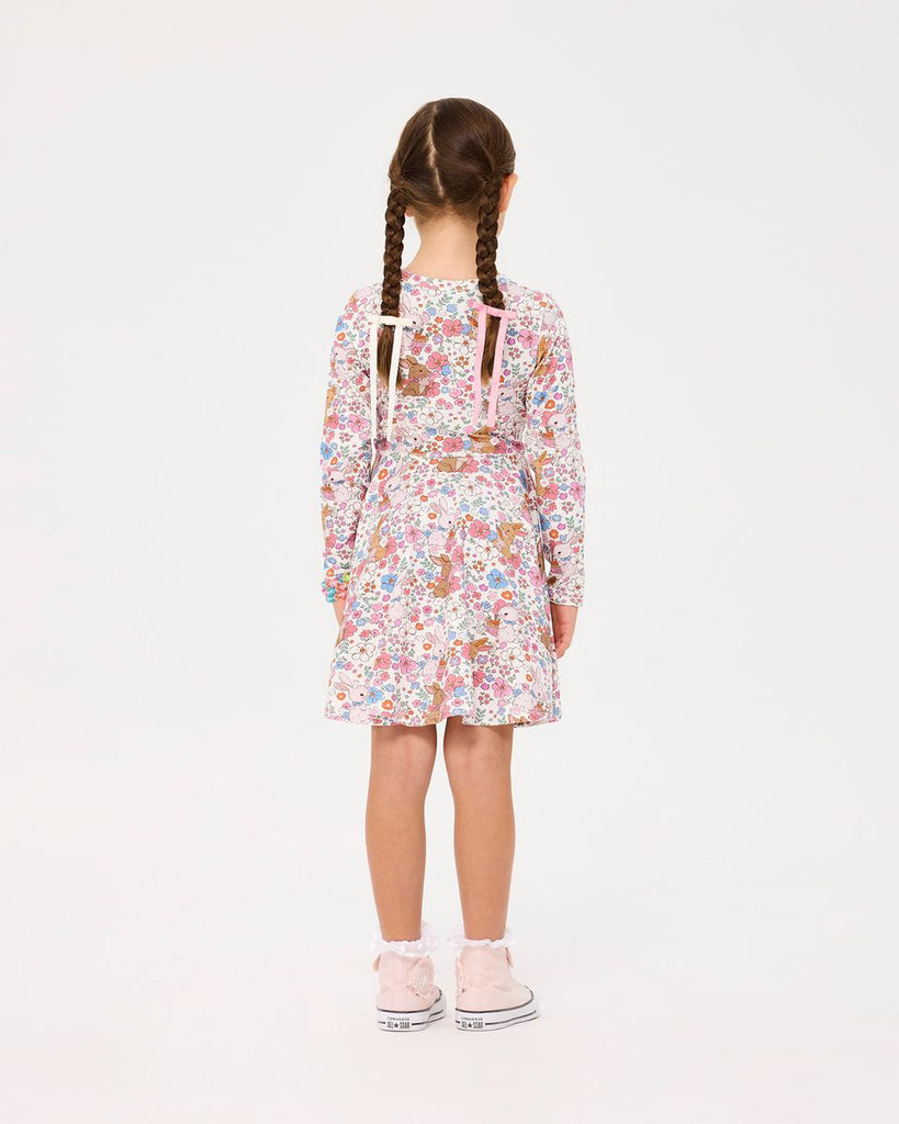 Rock Your Baby DITSY BUNNY LONG SLEEVE WAISTED DRESS