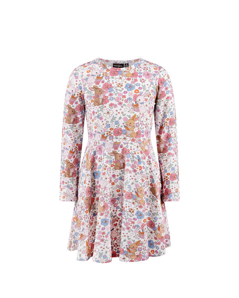 Rock Your Baby DITSY BUNNY LONG SLEEVE WAISTED DRESS
