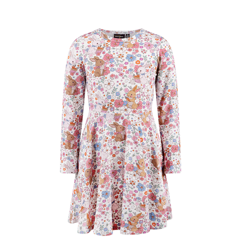 Rock Your Baby DITSY BUNNY LONG SLEEVE WAISTED DRESS