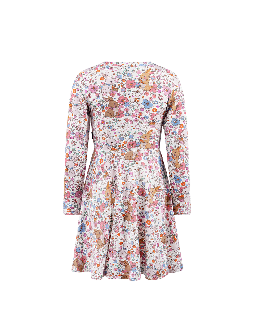 Rock Your Baby DITSY BUNNY LONG SLEEVE WAISTED DRESS
