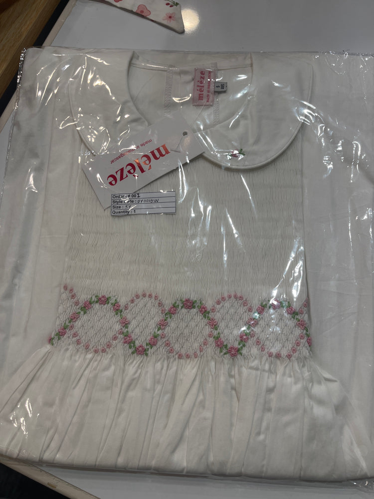 Meleze Hand Smocked Dress Short Sleeves Rosalie 6M-8Y
