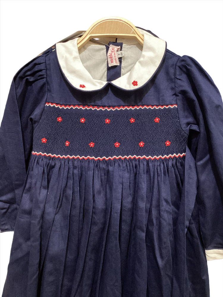 Meleze Hand Smocked Dress Long Sleeves Nave 01 Floral 6M-8Y