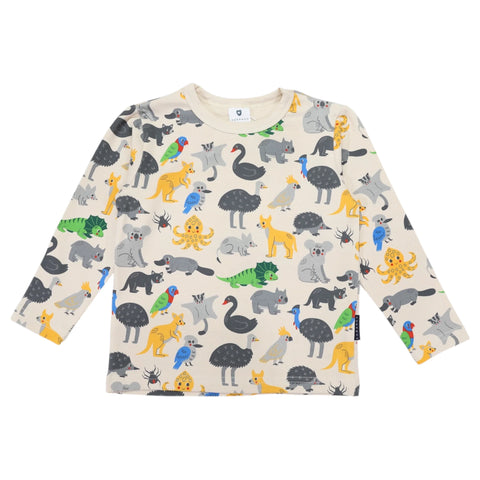 Korango Australian Animal Tee Beige