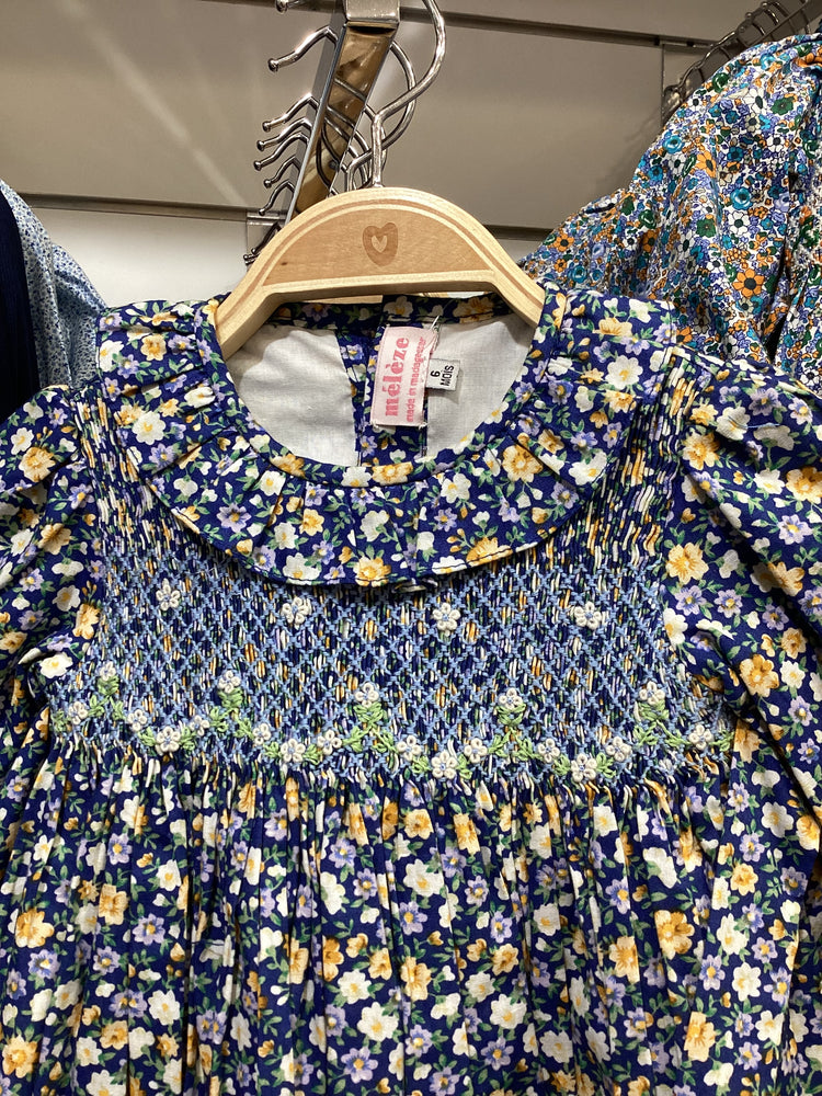 Meleze Hand Smocked Dress Long Sleeves EBM Floral 6M-8Y