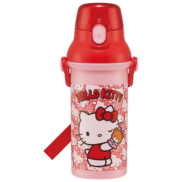Skater One-Touch Transparent Bottle 480ml Antibacterial- Hello Kitty Ushirou Shiro