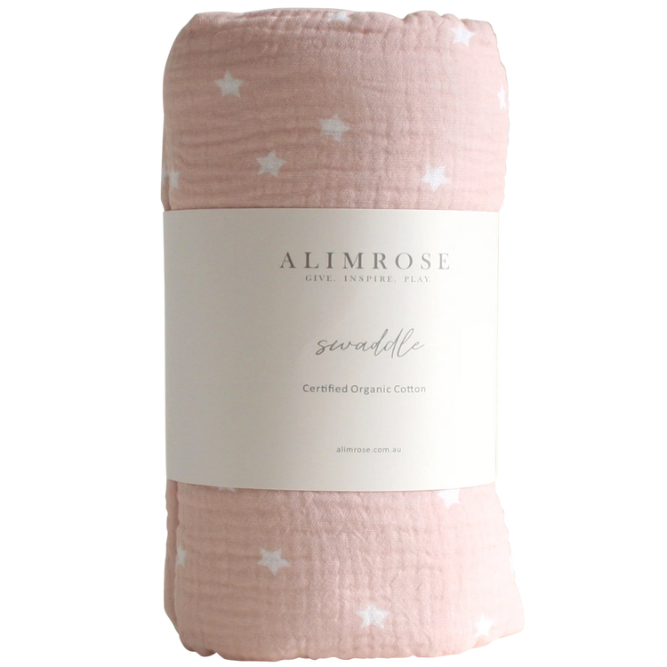 Alimrose Muslin Swaddle Starry Night Pink