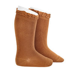 Condor Knee High With Lace Edging 2409/2 -688 Canela