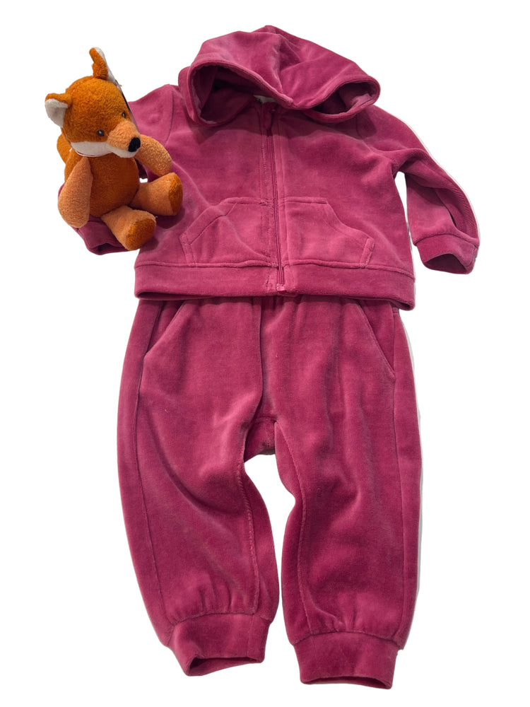 Bebe Size 0 Lucie Velour Zip Hoodie and Lucie Velour Track Pant