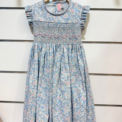 Meleze Hand Smocked Dress Short Sleeves Bluebell Whisper 6M-8Y