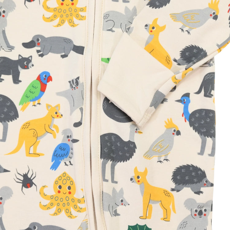 Korango Australian Animal Zip Onesie Beige