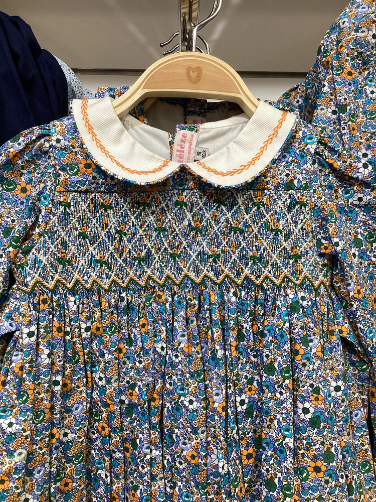Meleze Hand Smocked Dress Long Sleeves UBF Floral 6M-8Y