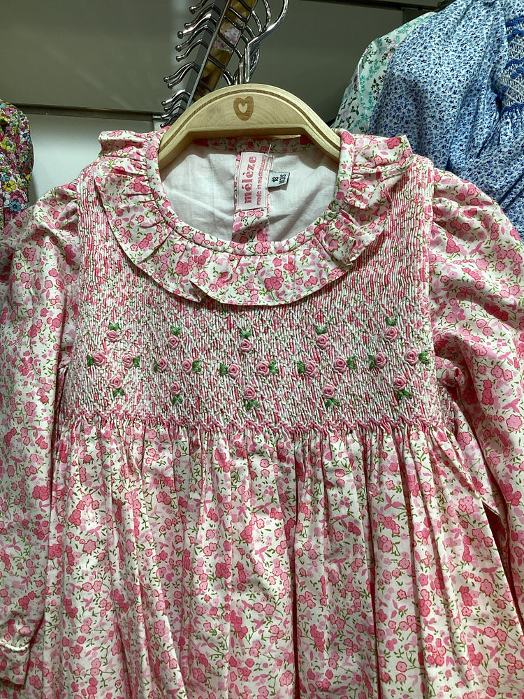 Meleze Hand Smocked Dress Long Sleeves PF Floral 6M-8Y