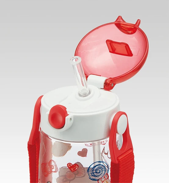 Skater One Push Straw Bottle 480ml -Hello Kitty