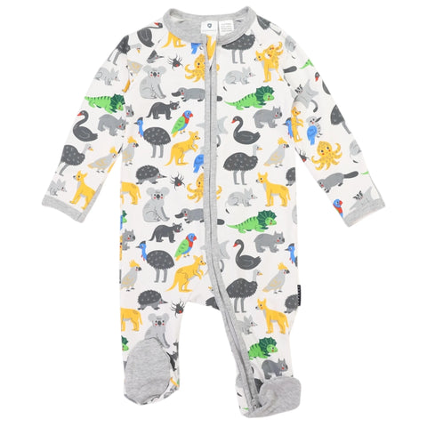Korango Australian Animal Zip Onesie Grey