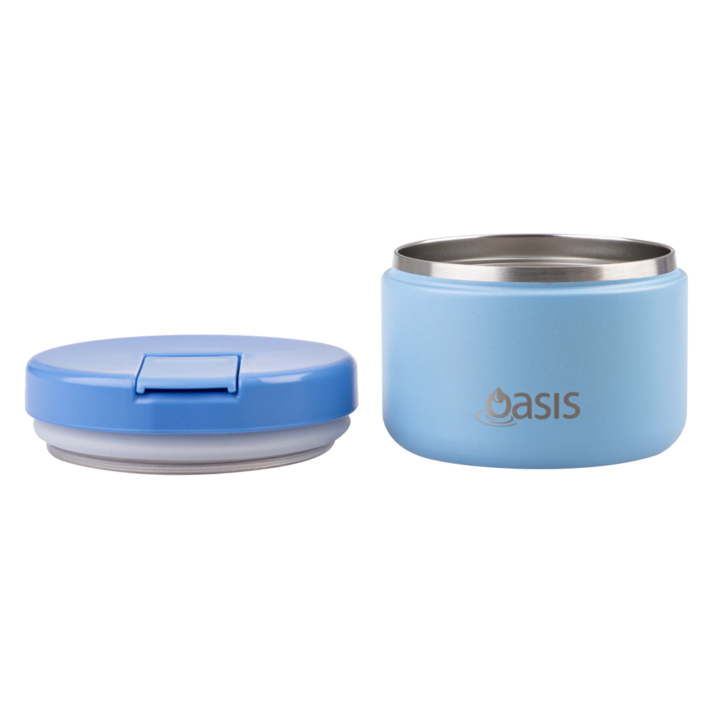 OASIS STAINLESS STEEL DOUBLE WALL INSULATED FOOD FLASK W/ QUICK RELEASE LID 300ML -  BLUE