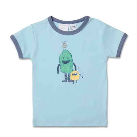 Marquise Boys Blue/Grey Crazy Monsters Pyjamas Cotton Short Sleeve