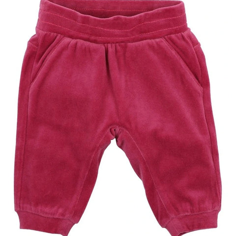 BEBE LUCIE VELOUR TRACK PANTS IN RED