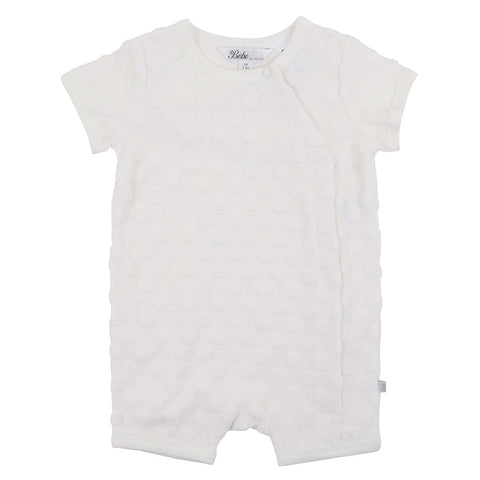 BEBE CLOUD SPOT LAYETTE SHORT SLEEVE ROMPER