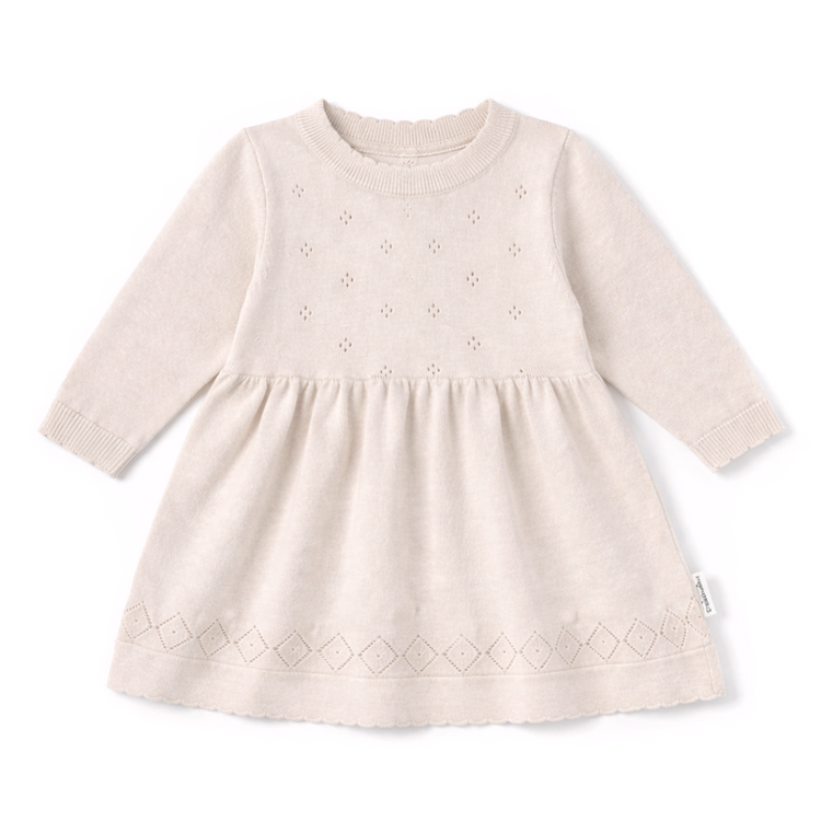 Aster&Oak OATMEAL POINTELLE KNIT DRESS