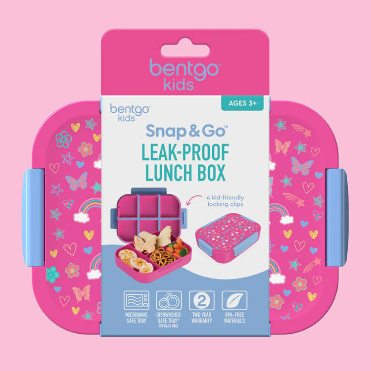 Bentgo Kids Snap & Go Lunch Box - RAINBOWS & BUTTERFLIES