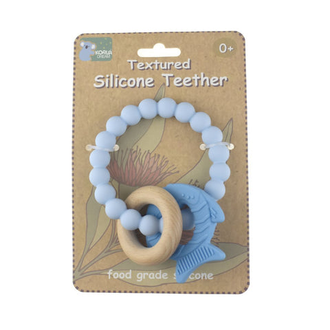 Koala Dream TEXTURED SILICONE FISH TEETHER-BLUE