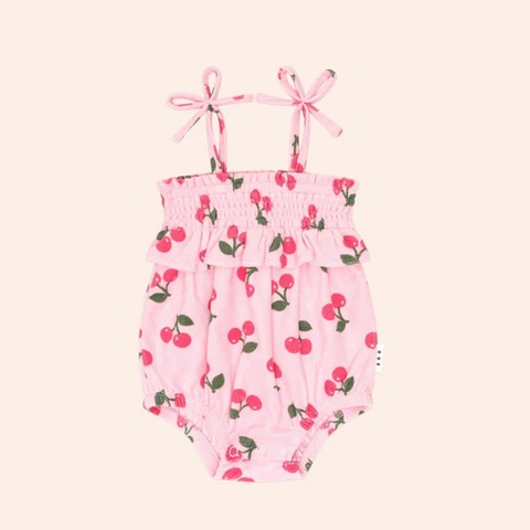 Huxbaby Cherry Towelling Bubble Romper