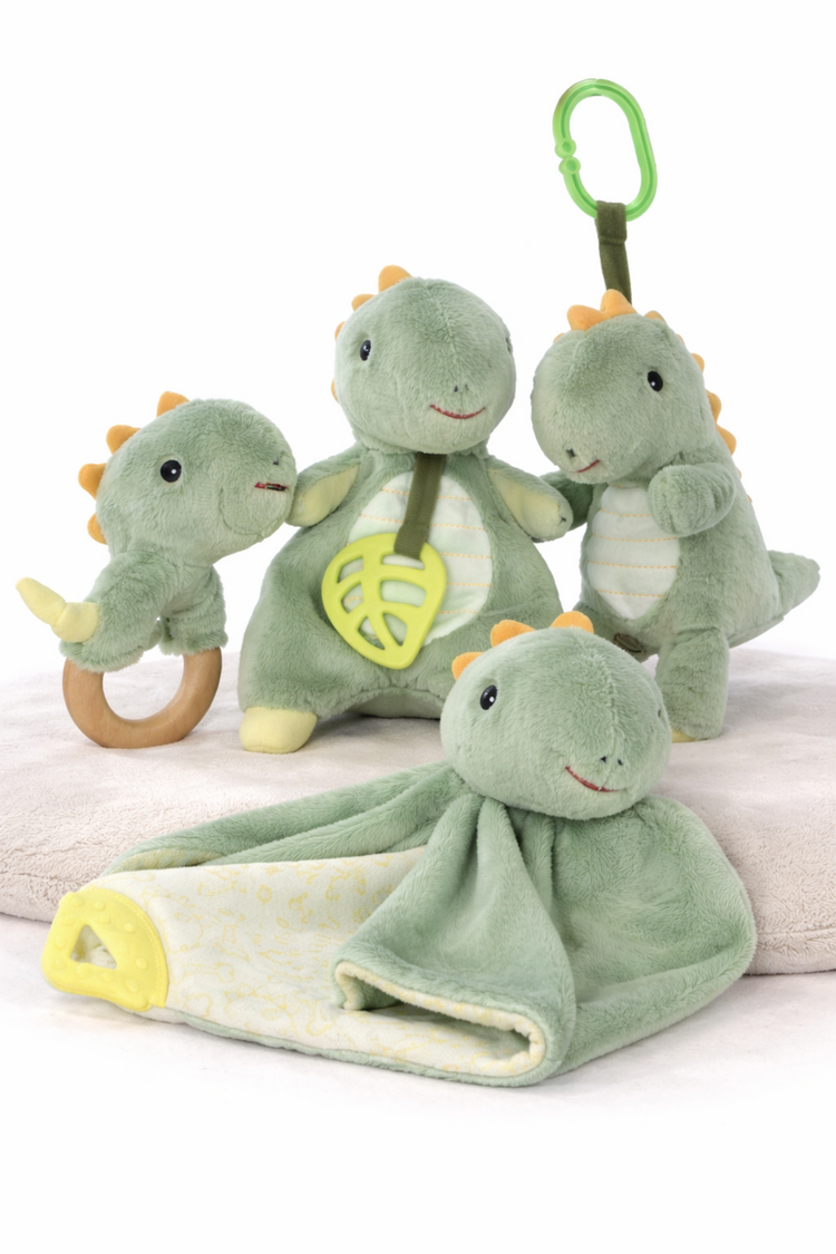 SNUGGLE BUDDY MINTY DINOSAUR PLUSH GIFT SET – 4 PIECE