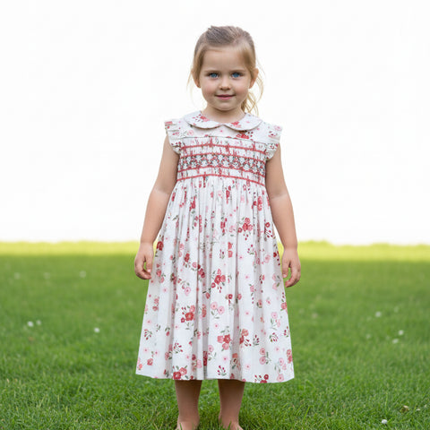 Meleze Hand Smocked Little Rosebud Dress