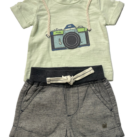 Bebe Hugo Tee + Fox & Finch Go West Woven Shorts Set With Free Rattle Special Combo