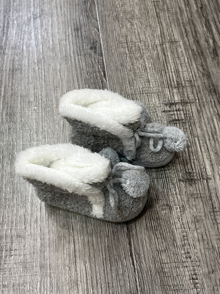 YW Pompom Baby Slippers - Grey