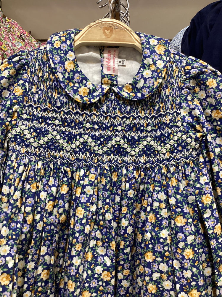 Meleze Hand Smocked Dress Long Sleeves EBM Floral 6M-8Y