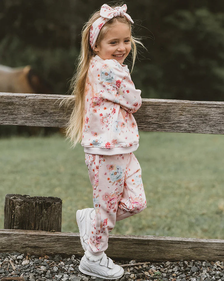 FOX & FINCH PINK BLOOM TRACK PANTS - PINK BLOOM (SIZE3-7)
