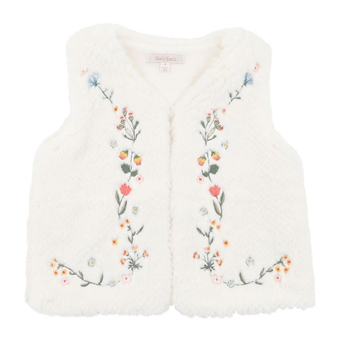 BEBE  BOTANICA EMBROIDERED  FAUX FUR VEST 3-7 YRS