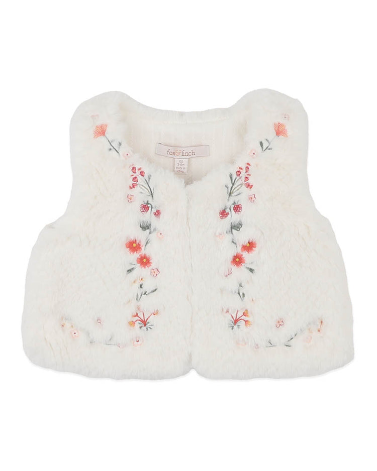 Fox & Finch ORCHARD BLOOM EMB. FAUX FUR VEST