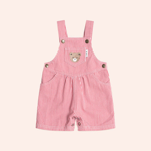 Huxbaby Chill Red Stripe Short Overalls