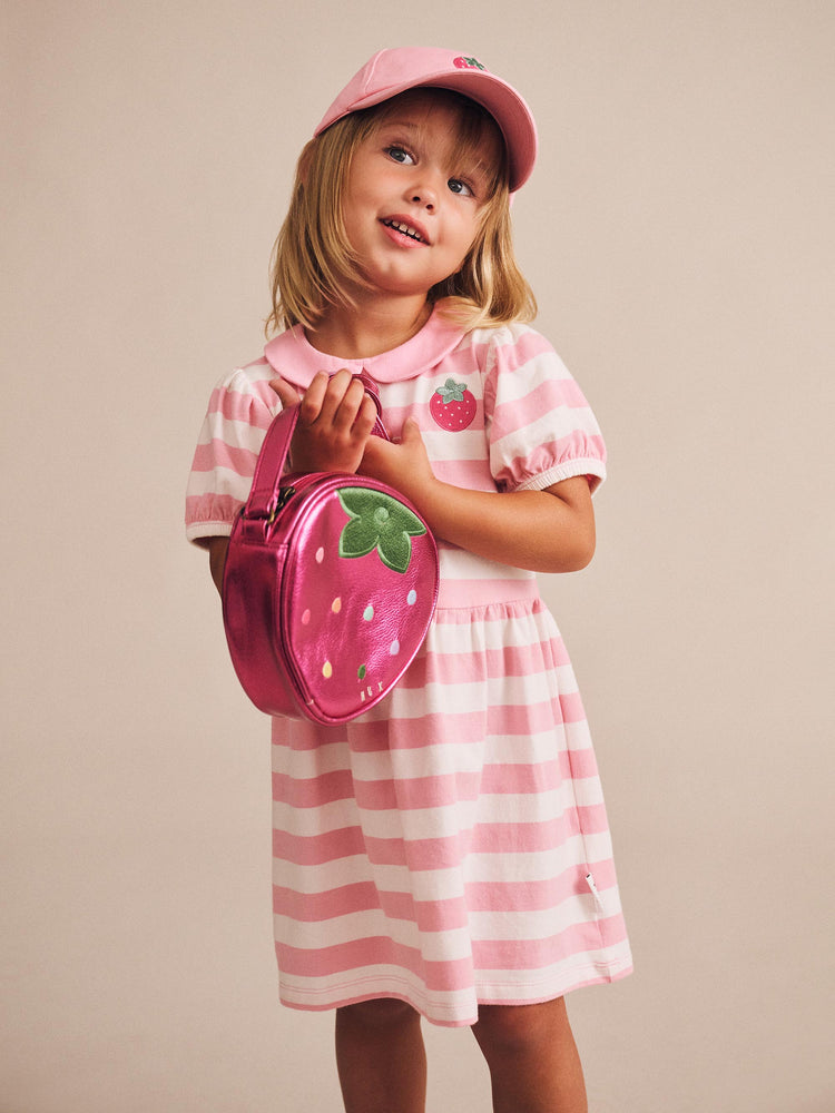 Huxbaby Hux Strawberry Stripe Puff Sleeve Dress