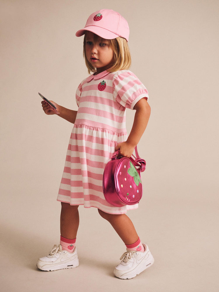Huxbaby Hux Strawberry Stripe Puff Sleeve Dress