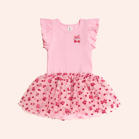 Huxbaby Hux Cherry Pie Rib Tulle Dress