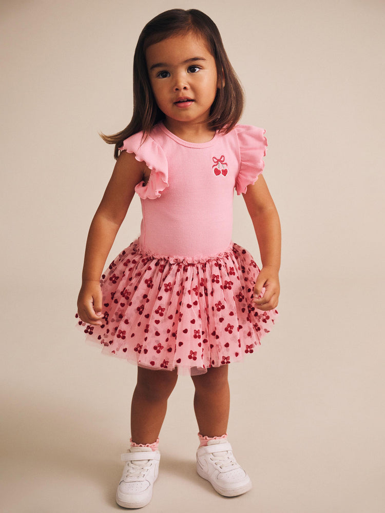 Huxbaby Hux Cherry Pie Rib Tulle Dress