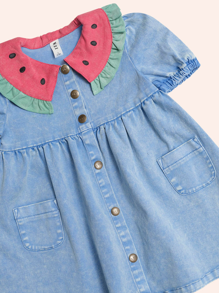Huxbaby Hux I Carried a Watermelon Denim Dress With Free Watermelon TOY Special Combo Set