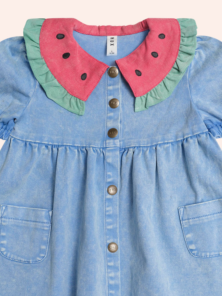 Huxbaby Hux I Carried a Watermelon Denim Dress With Free Watermelon TOY Special Combo Set
