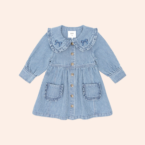 Huxbaby VINTAGE BOW COLLAR DENIM DRESS