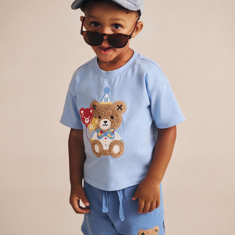 Huxbaby Party Huxbear Boxy Tee and Party Huxbear Shorts Set with Free Fox Rattle Special Combo