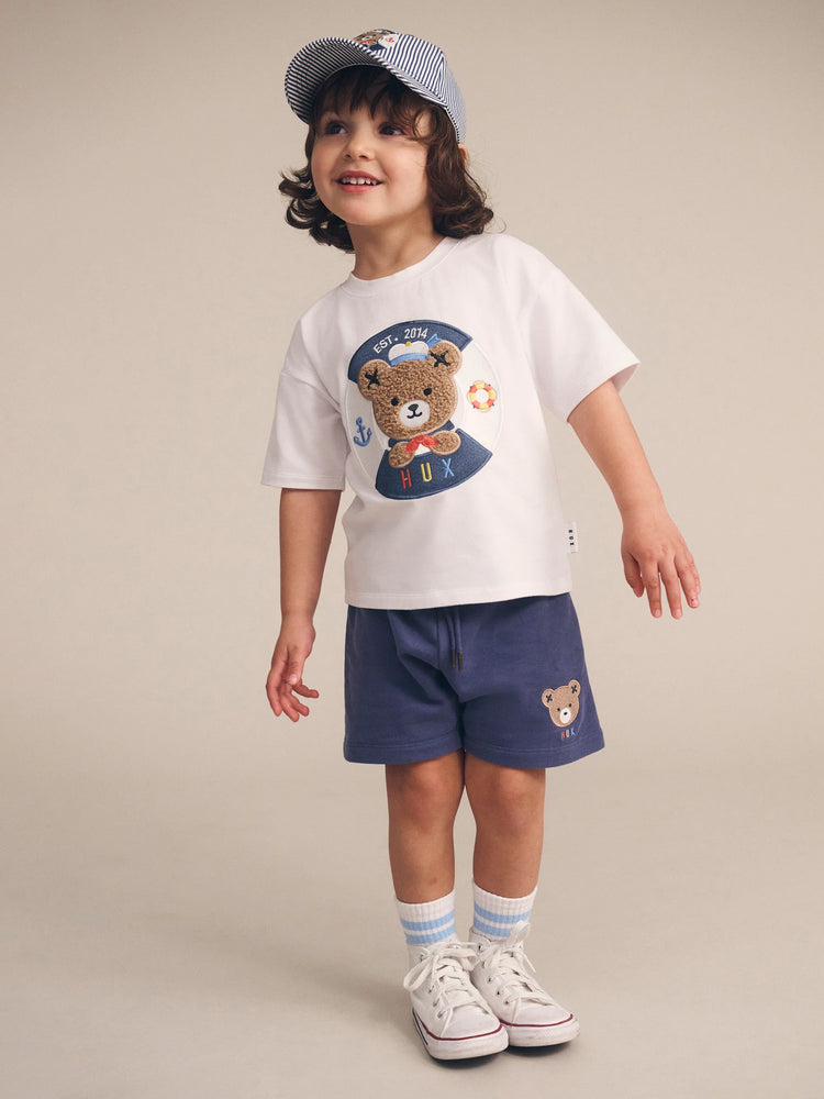 Huxbaby WHITE SAILOR HUX DROP SHOULDER TEE