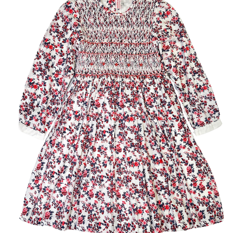 Meleze Hand Smocked Dress Long Sleeves RB Floral 6M-8Y