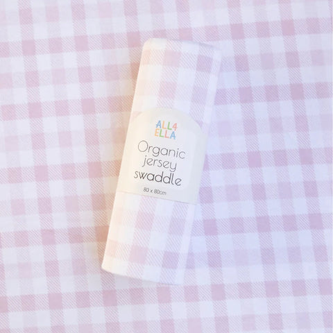 ALL4ELLA Organic jersey swaddle - Gingham Pink