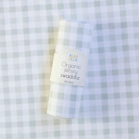 ALL4ELLA Organic jersey swaddle - Gingham Sage