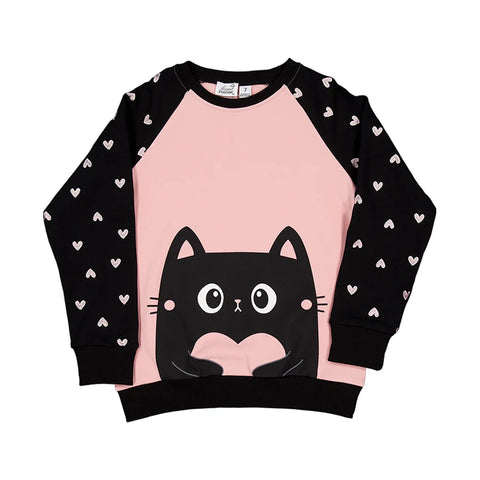 RADICOOL KIDS LOVE CAT RAGLAN CREW